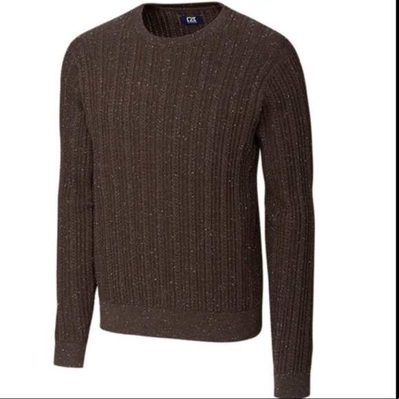 New Cutter and Buck brown cable knit sweater size 1XB - Picture 1 of 9